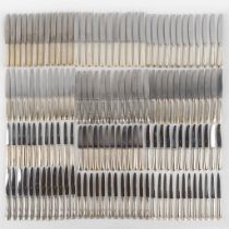 Twelve sets of silver-plated knives, multiple models.