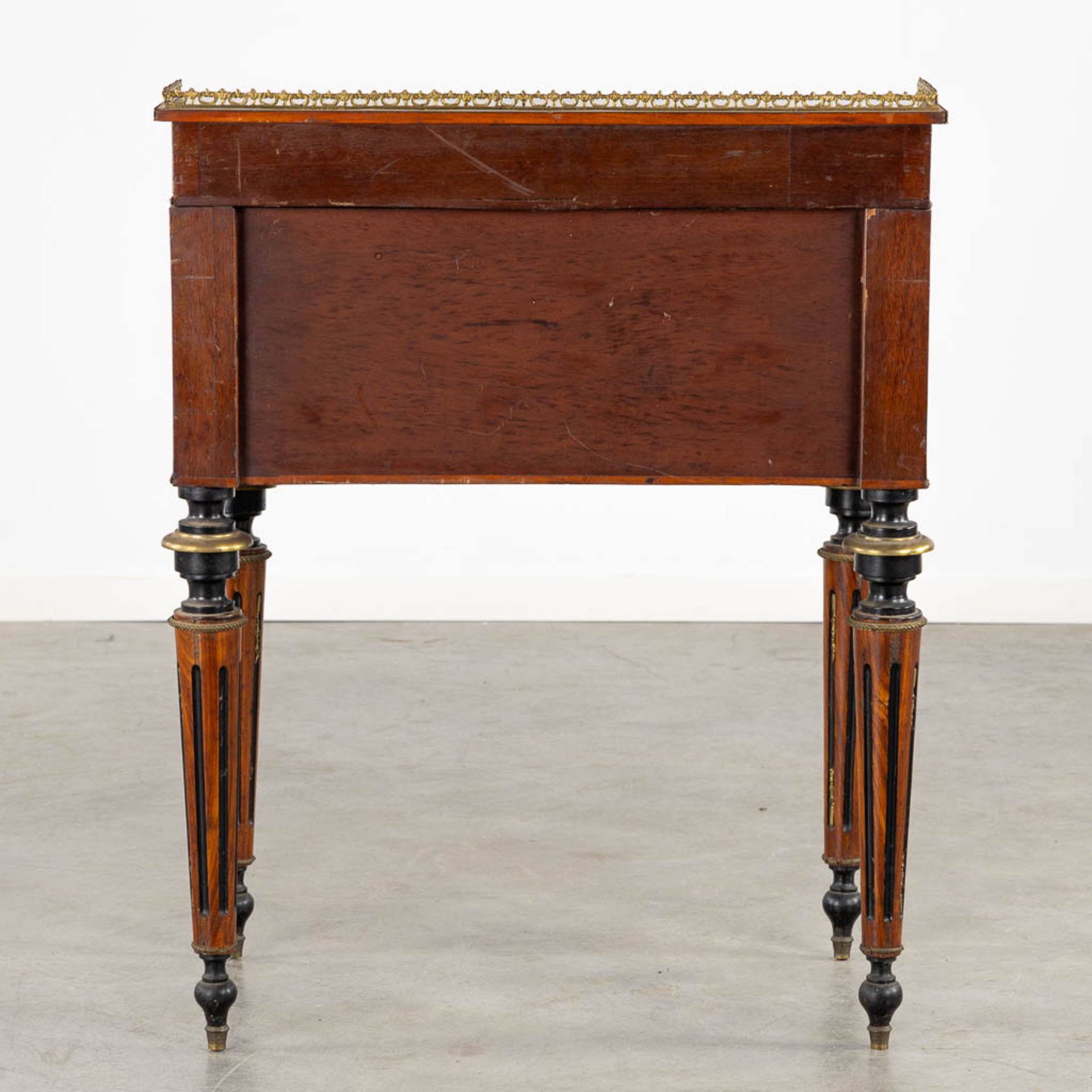 A secretary cabinet, marquetry inlay mounted with bronze in Louis XVI style. 19th C. (L:50 x W:75 x - Bild 8 aus 15