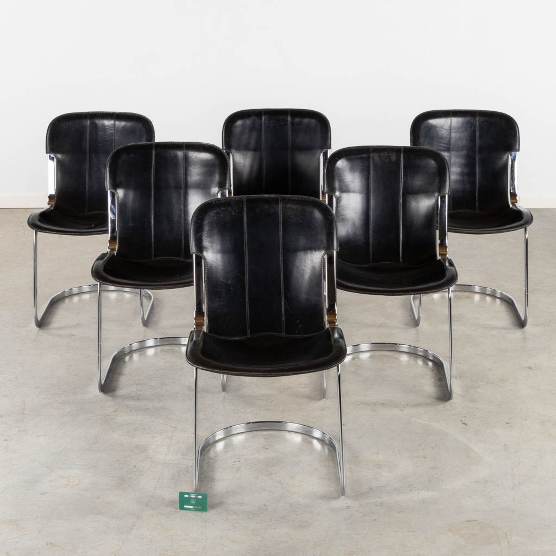 Willy RIZZO (1928-2013) 'Six Chairs' chromed metal and leather. (L:60 x W:45 x H:79 cm) - Bild 2 aus 12