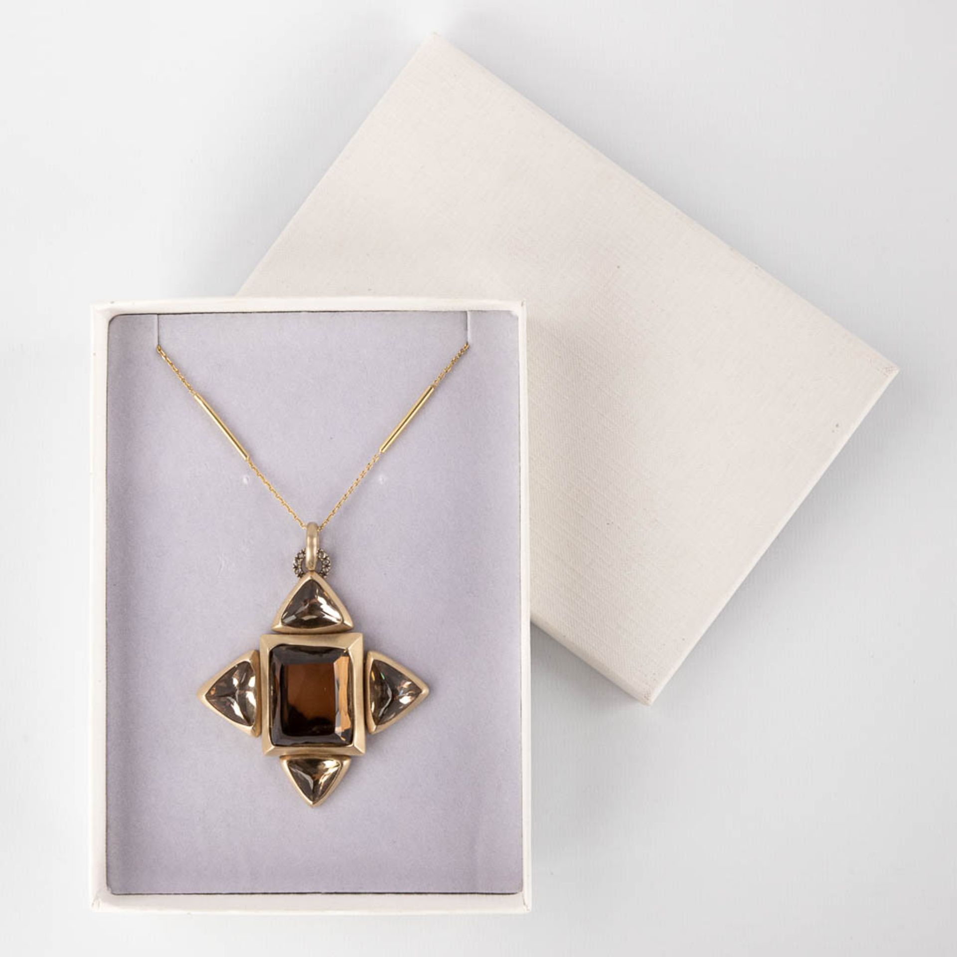 H. Stern, An antique pendant with necklace, Brown Topaz, Diamonds and 18ct yellow gold with gilt sil - Image 3 of 11