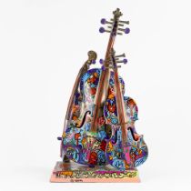 Joke 'Jook Doodle' NEYRINCK (1982) 'The love for music' colorfully patinated and 'Doodled' bronze.