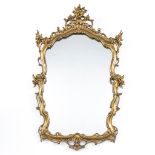 A mirror, sculptured wood in Louis XV style, Italy. (W:80 x H:128 cm)