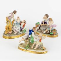 Sitzendorf, three porcelain groups. Saxony, Germany. (L:11 x W:18 x H:17 cm)