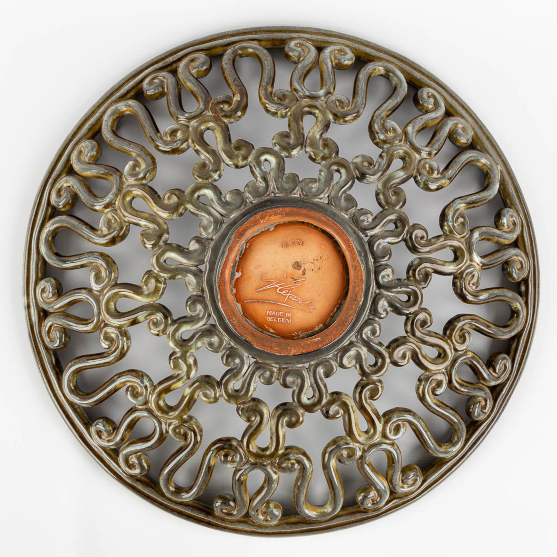 Alexandre DE WEMMEL (1925-1962) 'Fruit bowl' ajoured rims. Glazed ceramics. (H:9 x D:44 cm) - Image 6 of 9