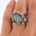 Aldighieri Gioielli, a ring with opal and old-cut diamond, 18ct yellow gold. Ring size 55. 8,8g.