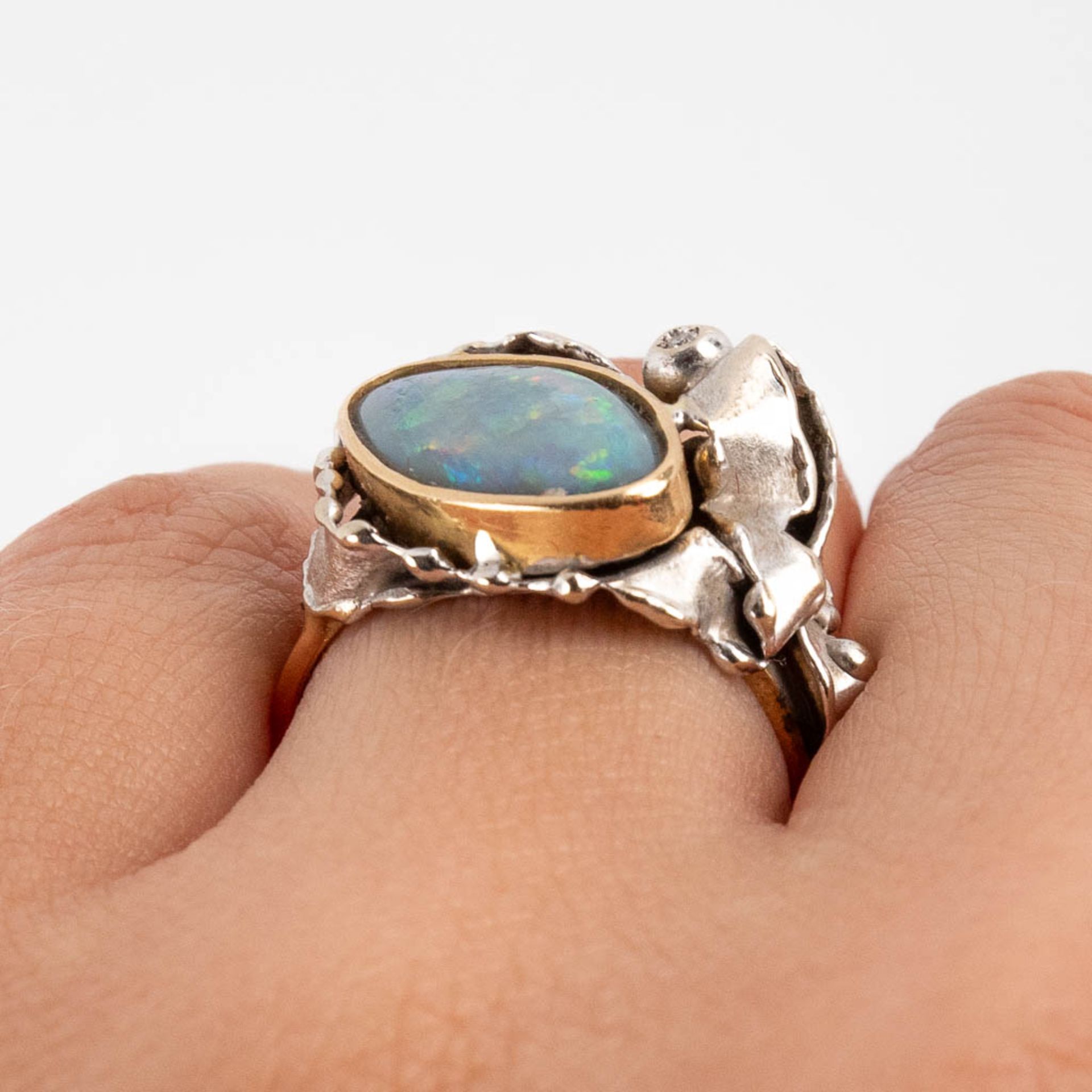 Aldighieri Gioielli, a ring with opal and old-cut diamond, 18ct yellow gold. Ring size 55. 8,8g. - Image 12 of 12