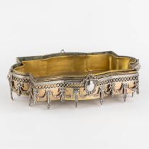 An antique jardinière, silver with a brass liner in Louis XVI style. France, 19th C. (L:18 x W:30 x