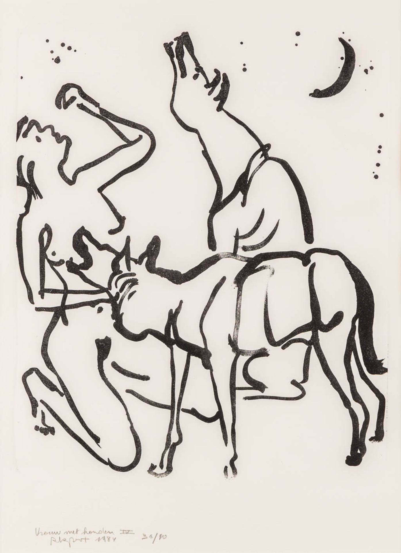 Rik POOT (1924-2007) 'Vrouw Met Honden IV' a lithograph, 36/90. 1984. (W:35 x H:48 cm)
