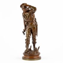 Charles Anfrie (1833-1905) 'Le Fusilier Marin du Bayard' patinated bronze. (L:12 x W:14 x H:32 cm)