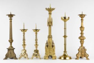 Six Church Candlesticks, bronze. (H:76 cm)