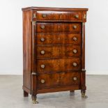 A 6-drawer cabinet, rosewood veneer mounted with bronze. Empire period, 19th C. (L:50 x W:100 x H:15