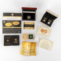 4 gold coins in storage boxes, Museum Sovereign 2019, 1/2 Sovereign Victoria, Ducat D'Or 2017, Santa