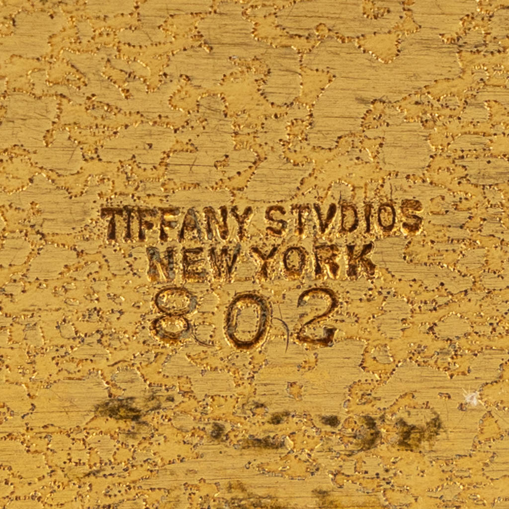 Tiffany Studio's, a zodiac stamp box. Bronze. (L:5 x W:9,5 x H:3 cm) - Image 9 of 11