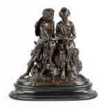 Charles CUMBERWORTH (1811-1852) 'Romantic Scne of Paul and Virginia' patinated bronze. (L:19 x W:36