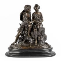 Charles CUMBERWORTH (1811-1852) 'Romantic Scne of Paul and Virginia' patinated bronze. (L:19 x W:36