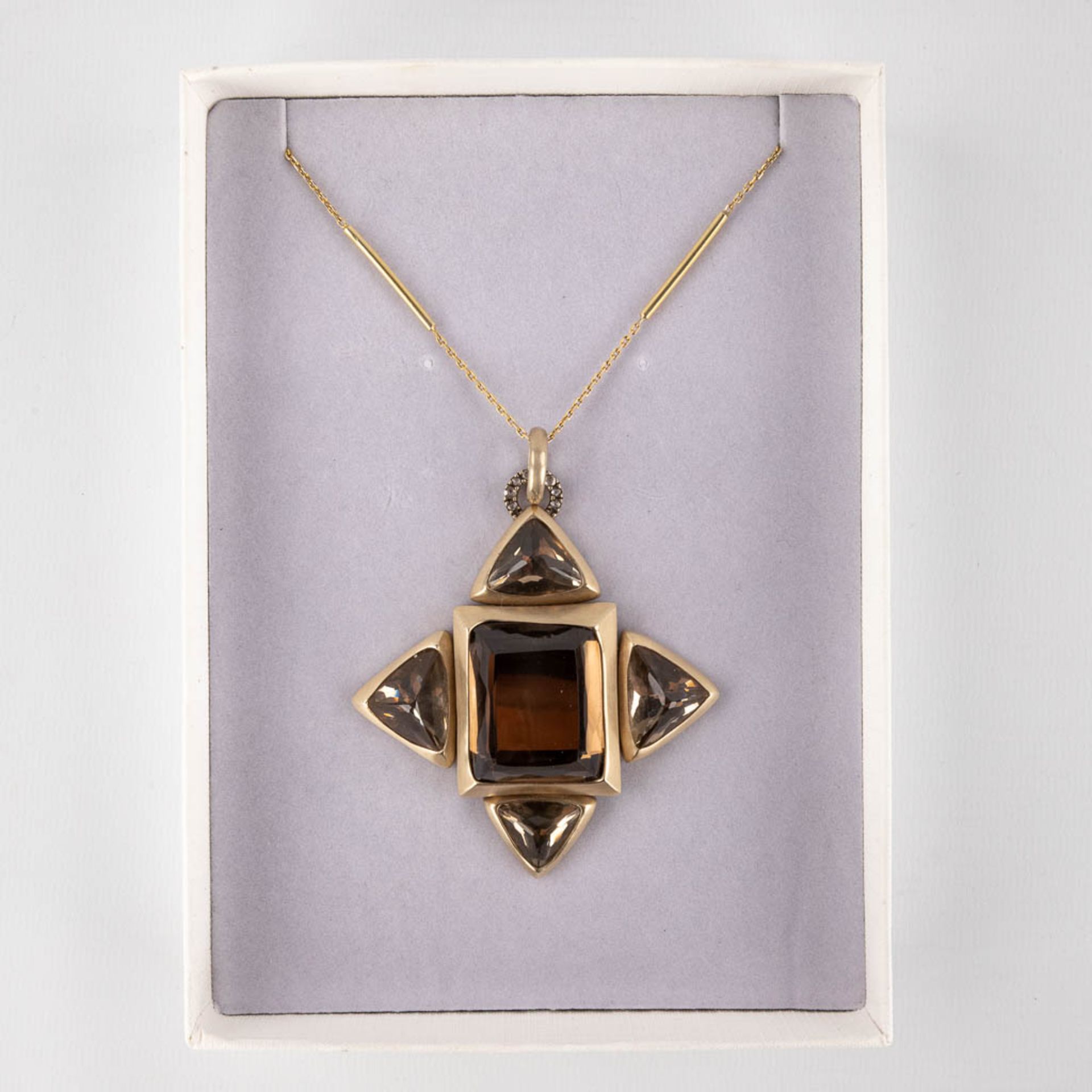 H. Stern, An antique pendant with necklace, Brown Topaz, Diamonds and 18ct yellow gold with gilt sil - Image 4 of 11