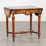 A side table/play table, marquetry inlay and mounted with bronze. 20th C. (L:57 x W:115 x H:74 cm)