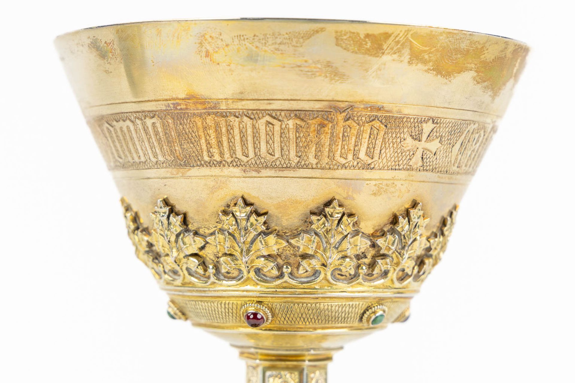 Jean-Baptiste Van Damme, Bruges, a six lobed chalice, gilt silver, Gothic Revival. 19th C. (H:21 x D - Bild 13 aus 22