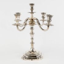 A silver 5 candle candelabra, 950M. Signed Lens Anvers. Belgium, 20th C. (L:23,5 x W:23,5 x H:33 cm)