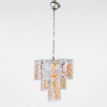 Vistosi, a chandelier with coloured and clear glass planes. Circa 1960. (H:50 x D:40 cm)
