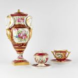 Limoges and Svres, three pieces of polychrome porcelain. Late 19th/early 20th C. (L:19 x W:25 x H:4