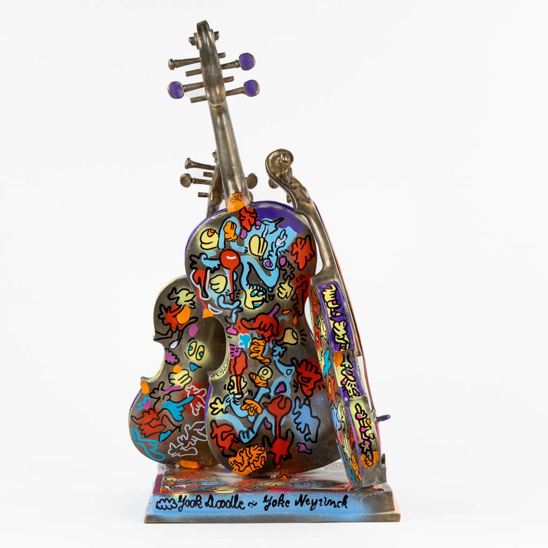 Joke 'Jook Doodle' NEYRINCK (1982) 'The love for music' colorfully patinated and 'Doodled' bronze. - Bild 14 aus 14