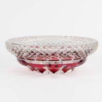 Val Saint Lambert, a large coloured and cut crystal bowl. (H:10 x D:30 cm)