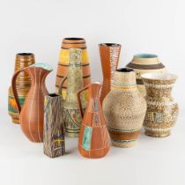 A collection of Mid-century ceramics, 10 pieces, West-Germany. (H:37 x D:17 cm)
