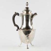 An antique silver coffee pot, Ypres, Belgium. 1787. Henri Boeys. (L:14 x W:20,5 x H:35 cm)