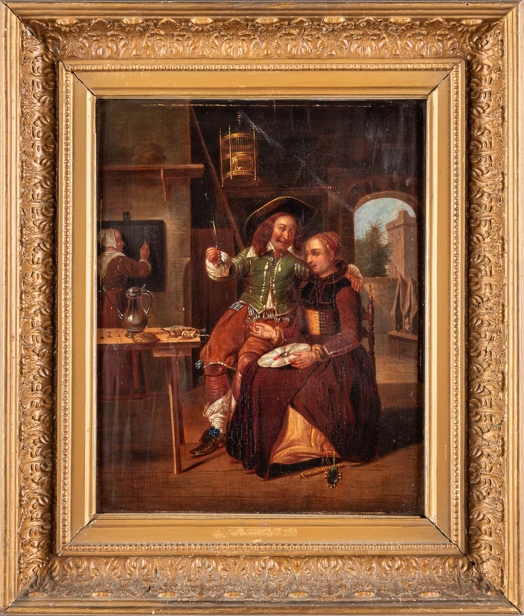 Portrait of Gabri‘l Metsu with his wife Isabella de Wolff, after an antique painting, oil on panel. - Image 3 of 8