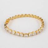 A bracelet with rough cut and flat top diamonds, in silver holders, gilt silver. 19,51g. (L:19,6 cm)