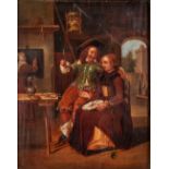 Portrait of Gabri‘l Metsu with his wife Isabella de Wolff, after an antique painting, oil on panel.