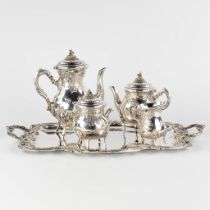 Wiskemann, a 5-piece silver-plated coffee and tea service in Louis XV style. (L:42 x W:59 cm)