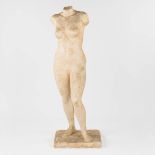 Herbert GELDHOF (1929-2007) 'Lifesize figurine of a lady' patinated plaster. (L:46 x W:52 x H:149 cm