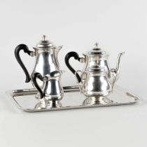 Saint Médard, a 5-piece silver-plated coffee and tea service on a platter. (L:32 x W:43 cm)