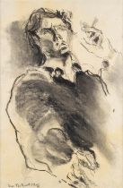 Dees DE BRUYNE (1940-1998) 'Self Portrait' Charchoal on paper. 1962. (W:70 x H:105 cm)