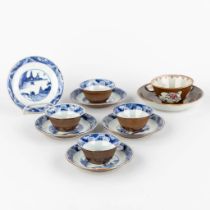 Five cups and Six Saucers, Chinese capucine porcelain, 18th/19th C. (D:12 cm)