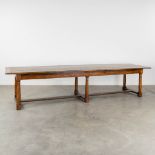 A very large oak monastery table. 19th C. (L:86 x W:330 x H:72 cm)