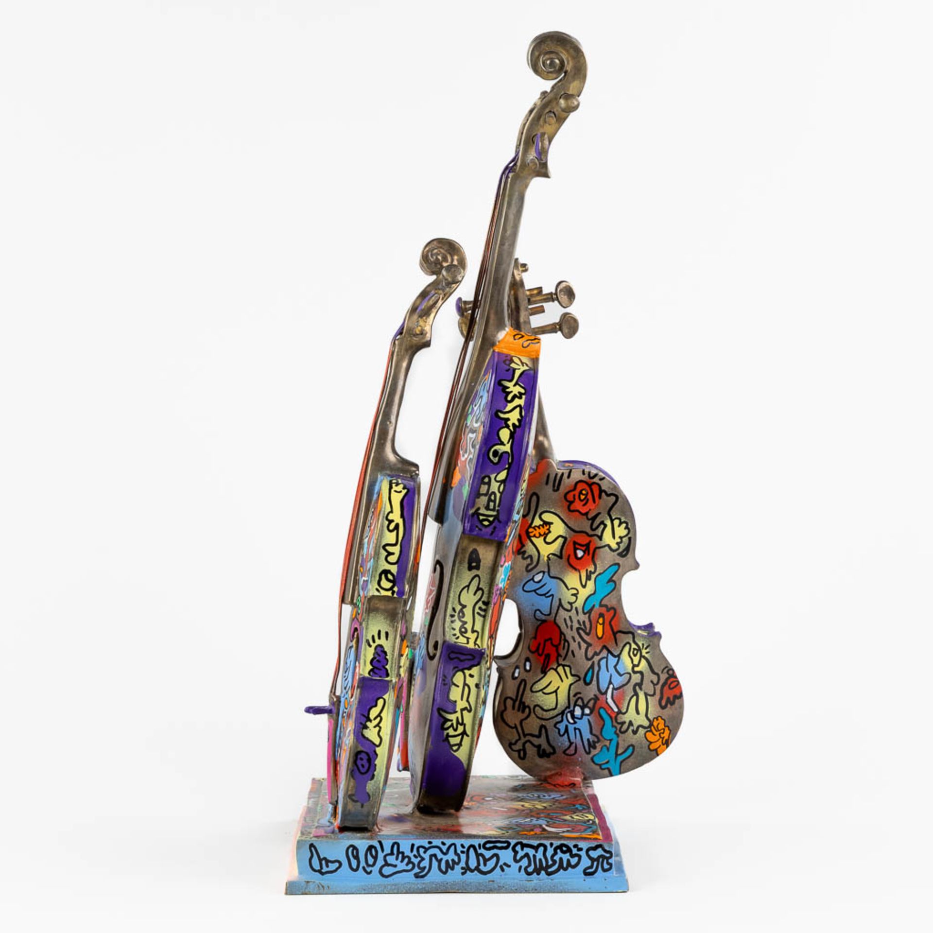 Joke 'Jook Doodle' NEYRINCK (1982) 'The love for music' colorfully patinated and 'Doodled' bronze. - Bild 2 aus 14