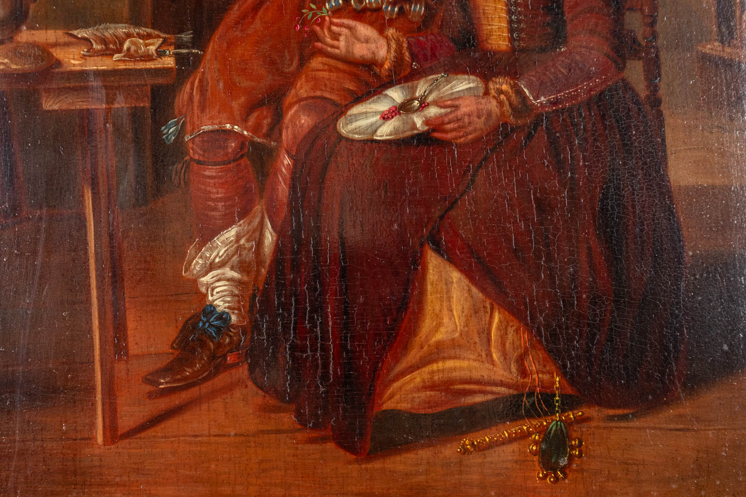 Portrait of Gabri‘l Metsu with his wife Isabella de Wolff, after an antique painting, oil on panel. - Image 7 of 8