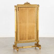 An antique fireplace screen, gilt wood in Louis XVI style. 19th C. (W:62 x H:113 cm)