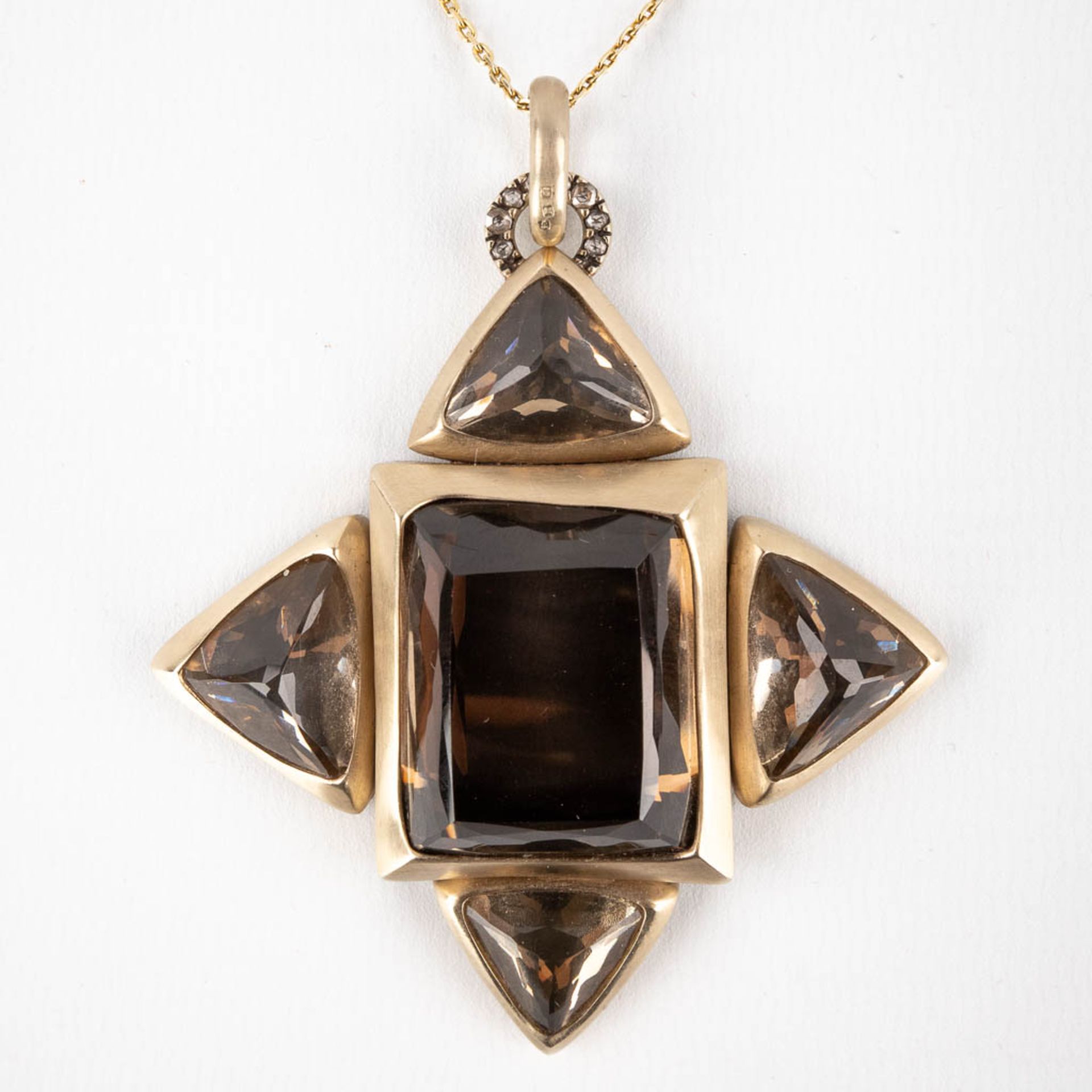 H. Stern, An antique pendant with necklace, Brown Topaz, Diamonds and 18ct yellow gold with gilt sil