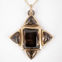 H. Stern, An antique pendant with necklace, Brown Topaz, Diamonds and 18ct yellow gold with gilt sil