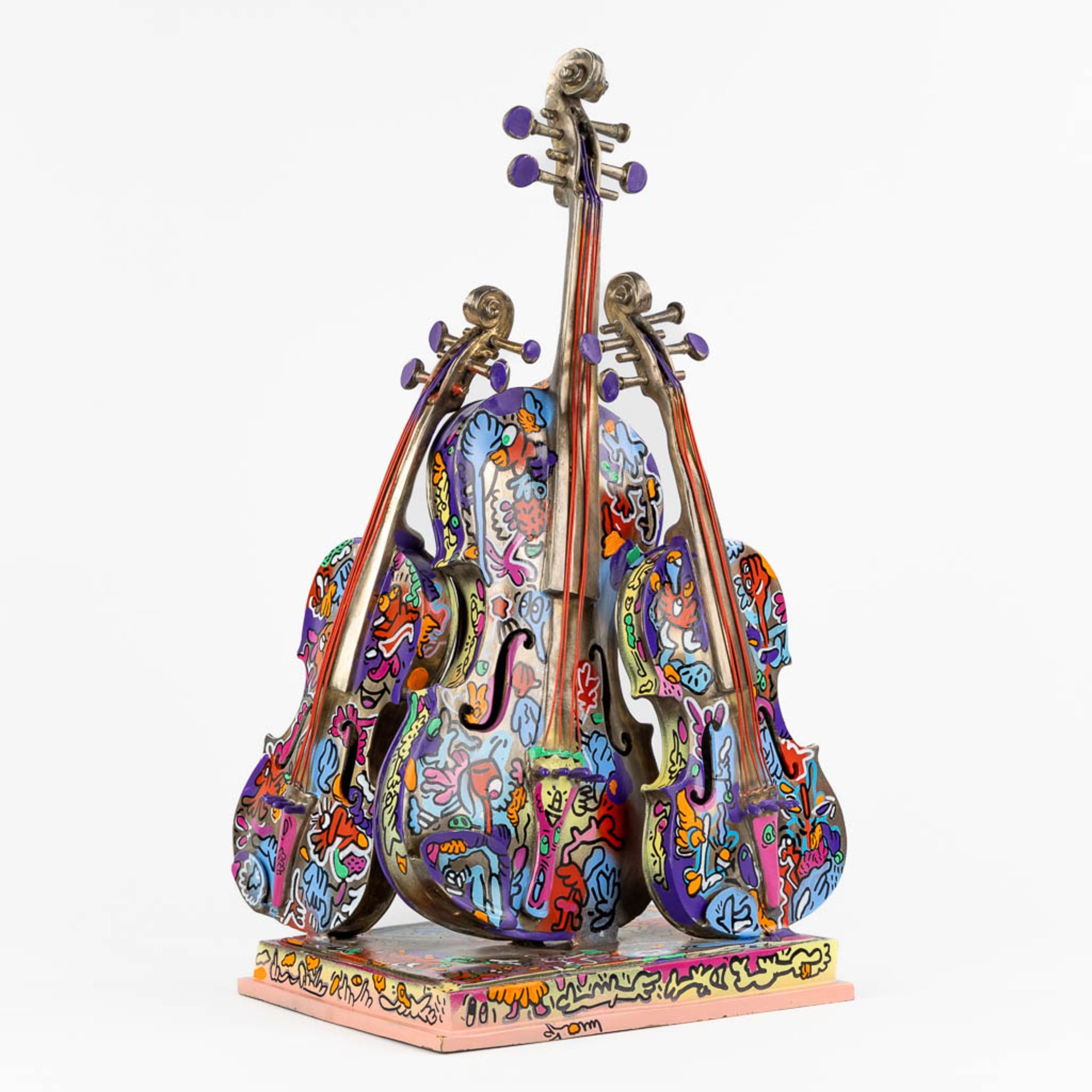 Joke 'Jook Doodle' NEYRINCK (1982) 'The love for music' colorfully patinated and 'Doodled' bronze. - Bild 12 aus 14