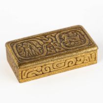 Tiffany Studio's, a zodiac stamp box. Bronze. (L:5 x W:9,5 x H:3 cm)