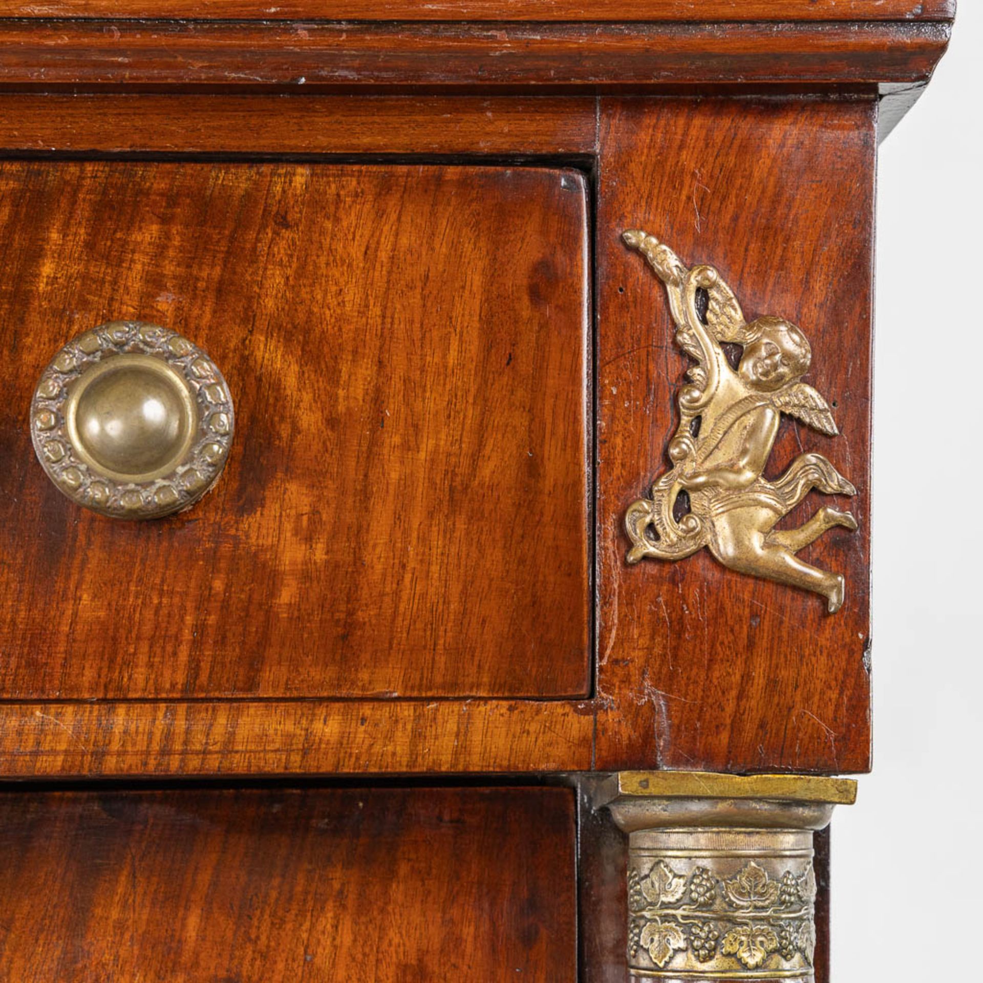 A 6-drawer cabinet, rosewood veneer mounted with bronze. Empire period, 19th C. (L:50 x W:100 x H:15 - Image 8 of 15