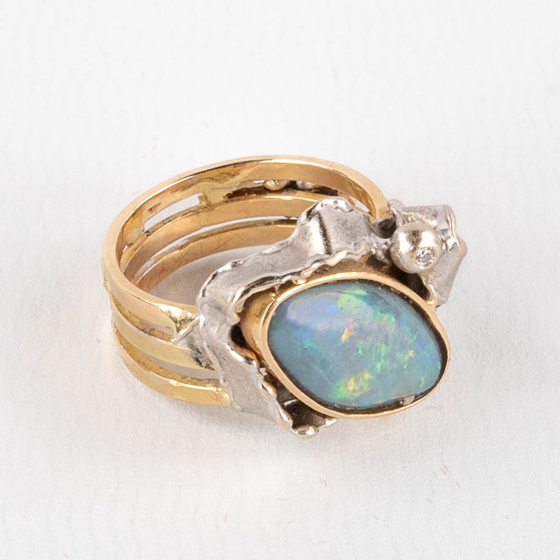 Aldighieri Gioielli, a ring with opal and old-cut diamond, 18ct yellow gold. Ring size 55. 8,8g. - Image 5 of 12
