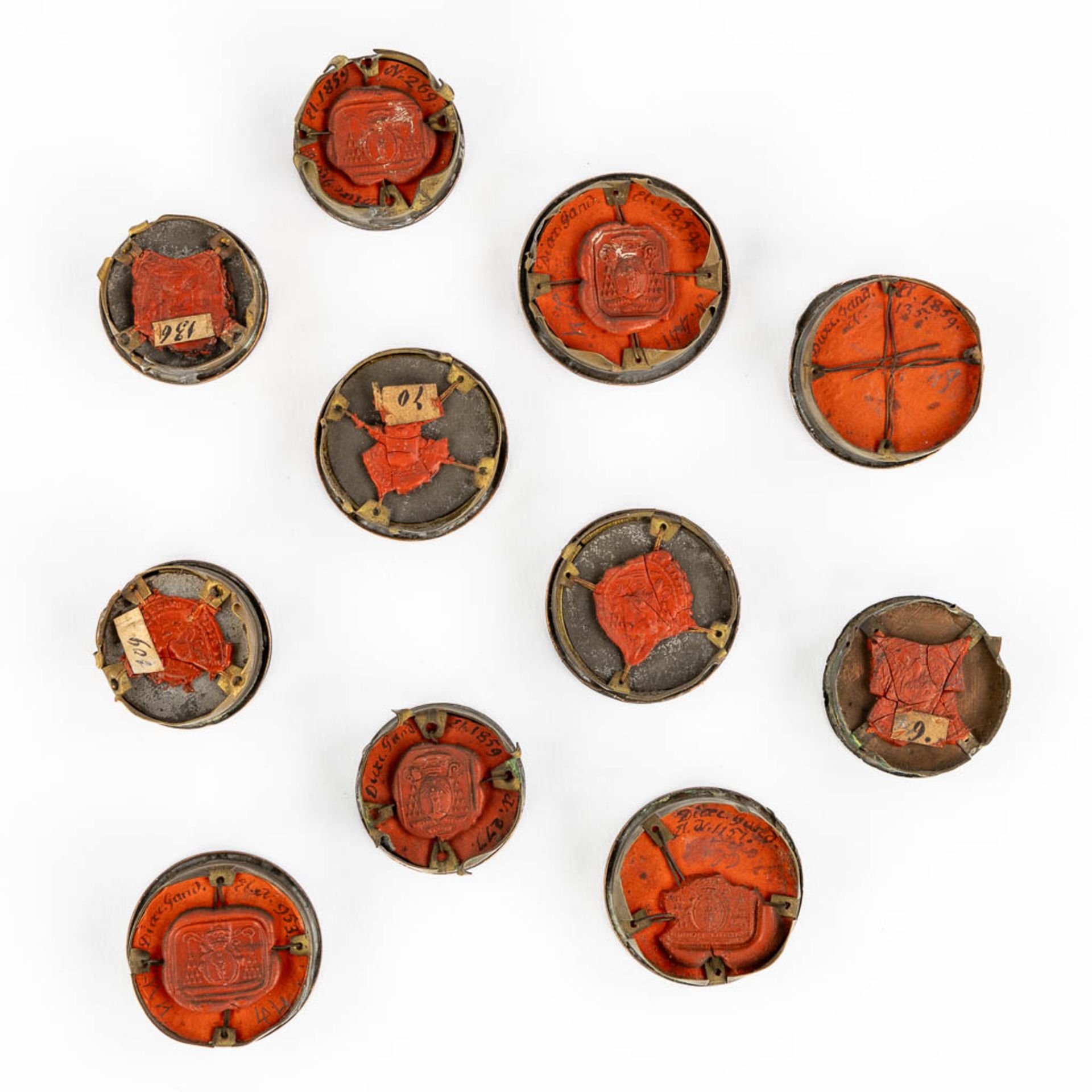 10 sealed theca with various relics. From the cave of Elijah, Agatha, Agnes, Dymphna and others. - Image 3 of 6
