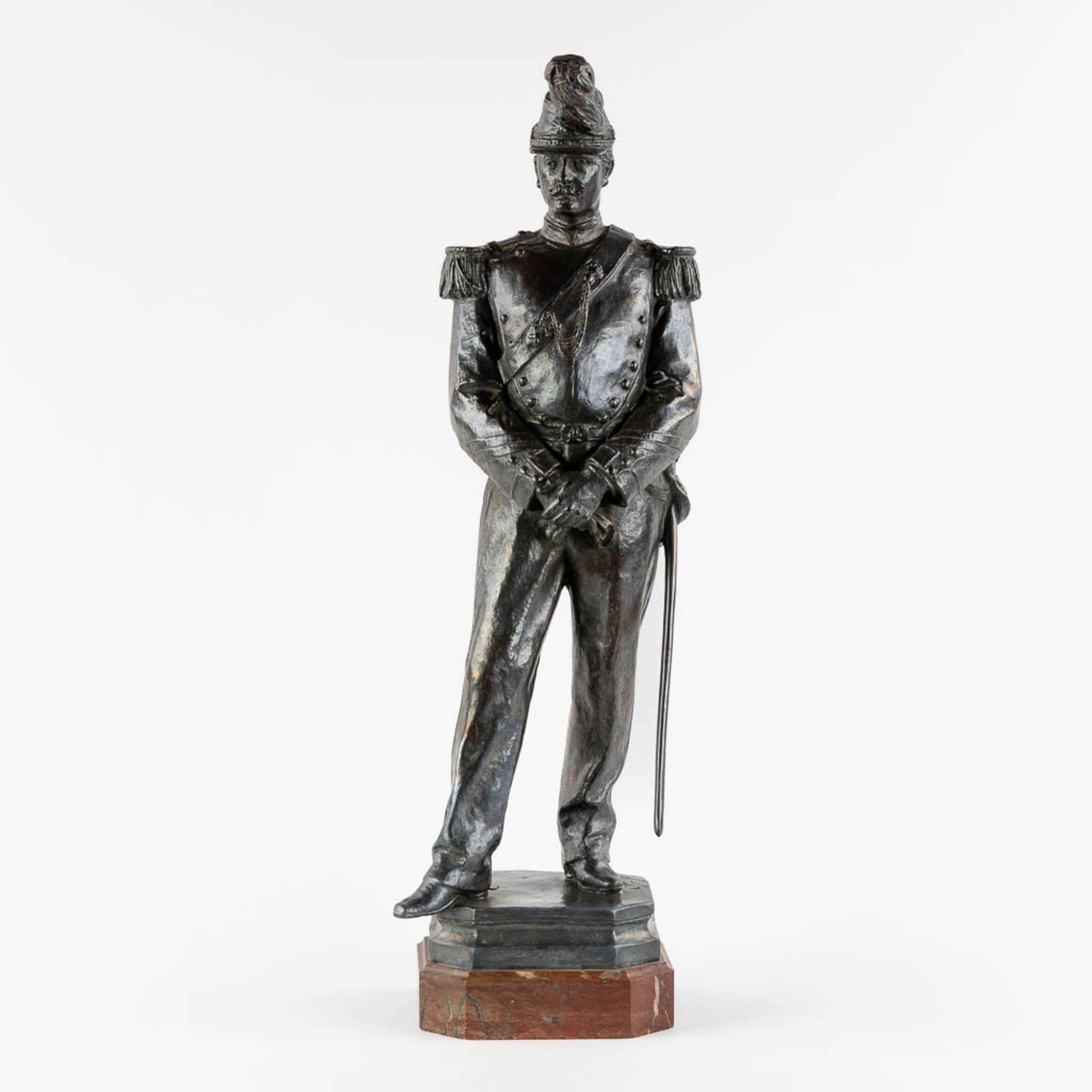Léon MIGNON (1847-1898) 'French Soldier' patinated bronze, foundry mark. (L:15 x W:17 x H:55 cm) - Bild 3 aus 12
