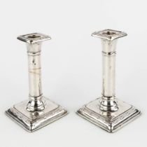 A pair of small candlesticks, silver, Birmingham, 1919. (L:8,5 x W:8,5 x H:15 cm)